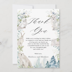 Tarjeta De Agradecimiento Baby Shower de invierno de los animales del Ártico