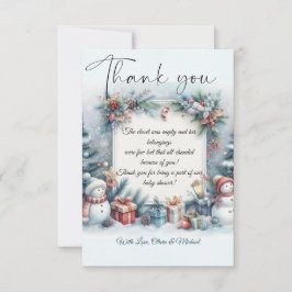Tarjeta De Agradecimiento Baby Shower de invierno de Navidades de bebé de Sa
