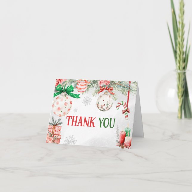 Tarjeta De Agradecimiento Baby Shower de invierno de Ornaments de Navidad (Anverso)