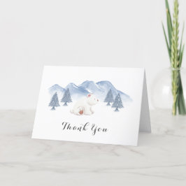 Tarjeta De Agradecimiento Baby Shower de invierno Polar Bear Snow Mountain