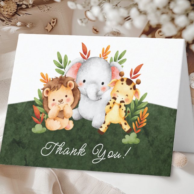Tarjeta De Agradecimiento Baby Shower de Jungle Animals (Subido por el creador)