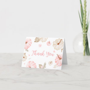 Tarjeta De Agradecimiento Baby Shower de la caída de calabaza rosa dulce