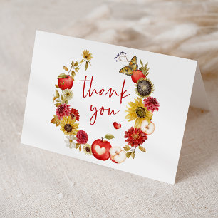 Tarjeta De Agradecimiento Baby Shower de la caída de la flor de ojos de Appl