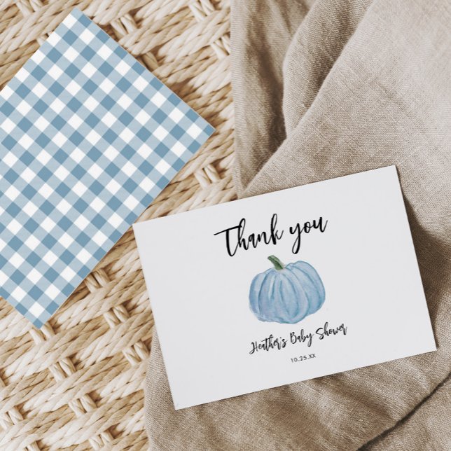 Tarjeta De Agradecimiento Baby Shower de la Calabaza Azul otoño gracias a la (Subido por el creador)