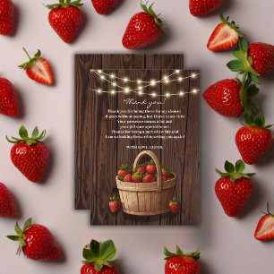 Tarjeta De Agradecimiento Baby Shower de la cesta de fresa dulce de madera