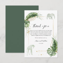 Tarjeta De Agradecimiento Baby Shower de la grafa del Elefante de Safari de