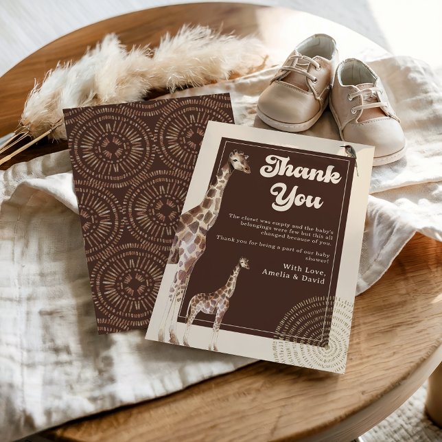 Tarjeta De Agradecimiento Baby Shower de la jirafa del Safari de la Selva Ne (Subido por el creador)