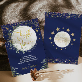 Tarjeta De Agradecimiento Baby Shower de la luna de oro de la marina y las e