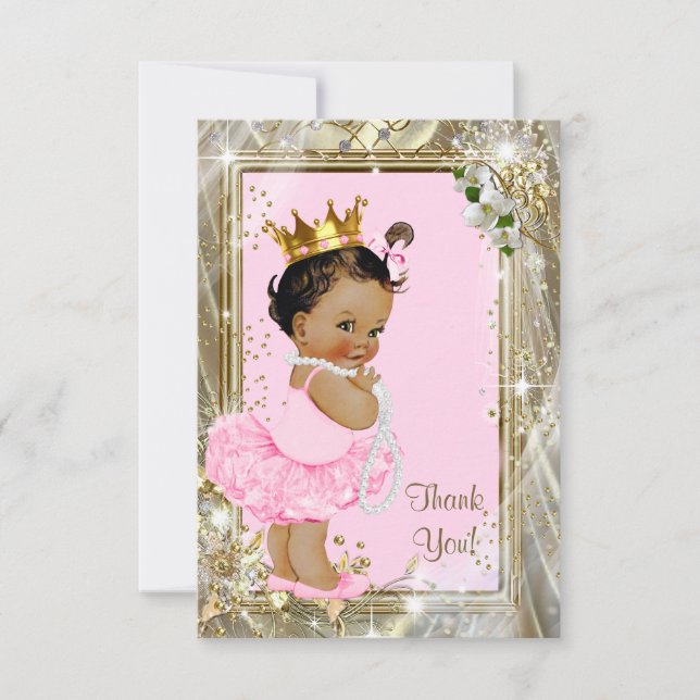 Tarjeta De Agradecimiento Baby Shower de las perlas de la princesa étnica (Anverso)