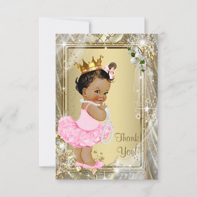 Tarjeta De Agradecimiento Baby Shower de las perlas de la princesa étnica (Anverso)