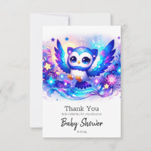 Tarjeta De Agradecimiento Baby Shower De Lechuza Whimsical Encantada