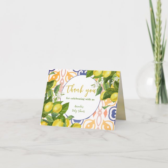 Tarjeta De Agradecimiento Baby Shower de lemon Main Squeeze (Anverso)