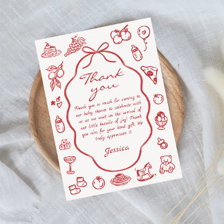 Tarjeta De Agradecimiento Baby Shower de limón italiano de mano dibujada