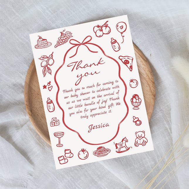 Tarjeta De Agradecimiento Baby Shower de limón italiano de mano dibujada (Subido por el creador)