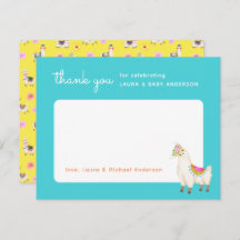 Baby Shower de Llama Turquesa y Amarilla