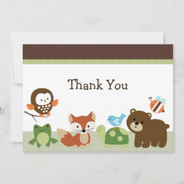 Tarjeta De Agradecimiento Baby Shower de los Amigos de los Animales Forestal