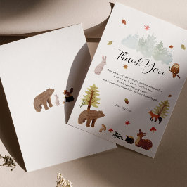 Tarjeta De Agradecimiento Baby Shower de los animales de Woodland otoño