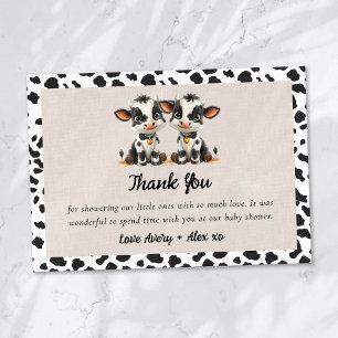 Tarjeta De Agradecimiento Baby Shower de los gemelos de las vacas sagradas d