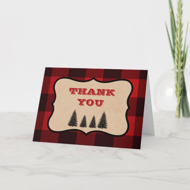 Tarjeta De Agradecimiento Baby Shower de Lumberjack Gracias Cartas dobladas (Anverso)