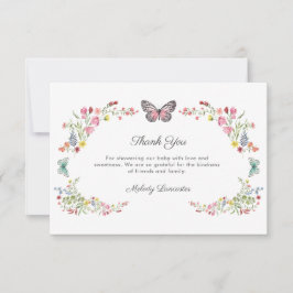 Tarjeta De Agradecimiento Baby Shower de mariposa silvestre