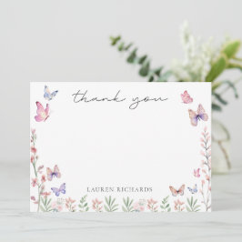 Tarjeta De Agradecimiento Baby Shower de Mariposas Modernas 