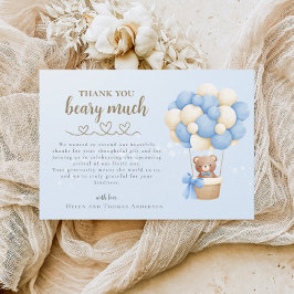 Tarjeta De Agradecimiento Baby Shower de mensaje de oso corto