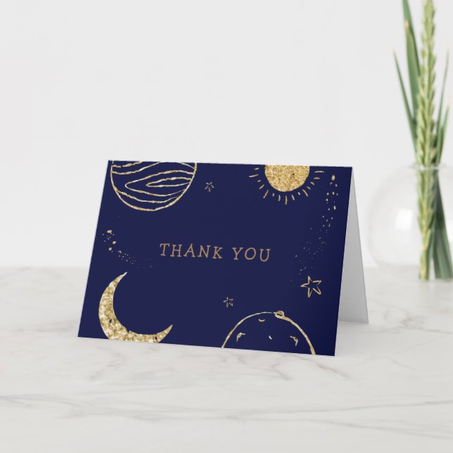 Tarjeta De Agradecimiento Baby Shower de Midnight Galaxy Moon Star (Anverso)