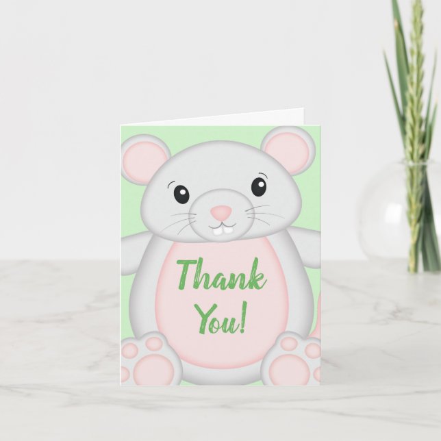 Tarjeta De Agradecimiento Baby Shower de mouse (Anverso)