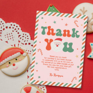 Tarjeta De Agradecimiento Baby Shower de Navidades rosados