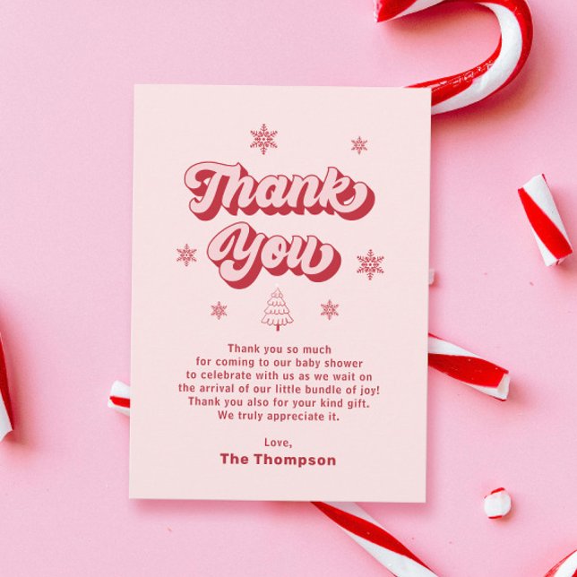 Tarjeta De Agradecimiento Baby Shower de Navidades rosados (Subido por el creador)