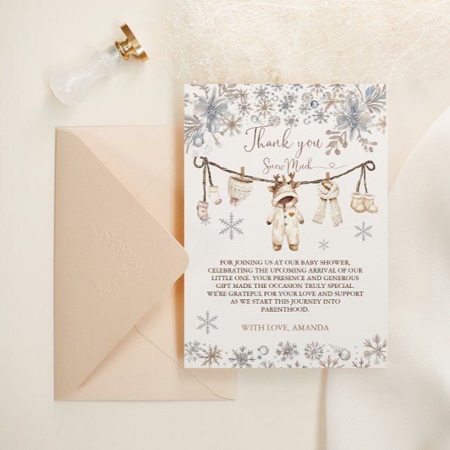 Tarjeta De Agradecimiento Baby Shower de nieve de invierno (Subido por el creador)
