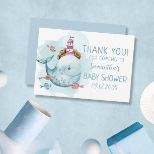 Tarjeta De Agradecimiento Baby Shower de Niño Ballena
