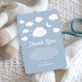 Tarjeta De Agradecimiento Baby Shower de nube azul