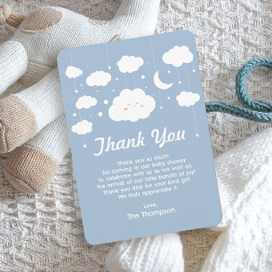 Tarjeta De Agradecimiento Baby Shower de nube azul