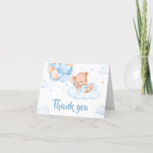 Tarjeta De Agradecimiento Baby Shower de nubes de espera de Blue Bearly