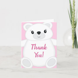 Tarjeta De Agradecimiento Baby Shower de oso polar rosa