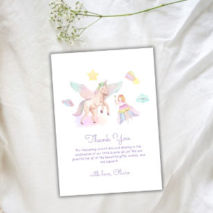 Tarjeta De Agradecimiento Baby Shower de Pastel Cute Princess Unicorn
