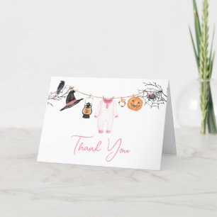 Tarjeta De Agradecimiento Baby Shower de Pink Little Boo Halloween