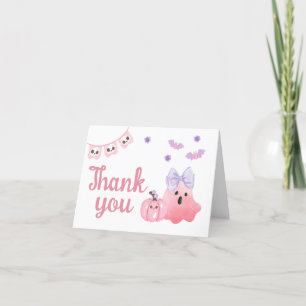 Tarjeta De Agradecimiento Baby Shower de Pink Little Boo Halloween