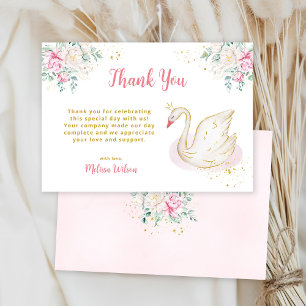 Tarjeta De Agradecimiento Baby Shower de Princesa Cisne