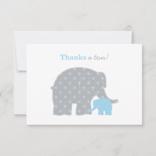 Tarjeta De Agradecimiento Baby Shower de puntos grises azules del elefante m