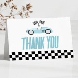 Tarjeta De Agradecimiento Baby Shower de Racecar de Carro Azul