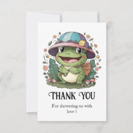 Tarjeta De Agradecimiento Baby Shower de rana colorida