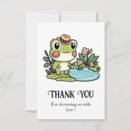 Tarjeta De Agradecimiento Baby Shower de rana cuta encantada