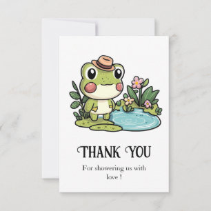 Tarjeta De Agradecimiento Baby Shower de rana cuta encantada