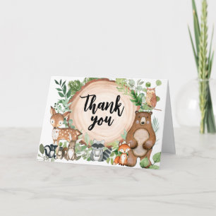 Tarjeta De Agradecimiento Baby Shower de rebanada de madera del bosque