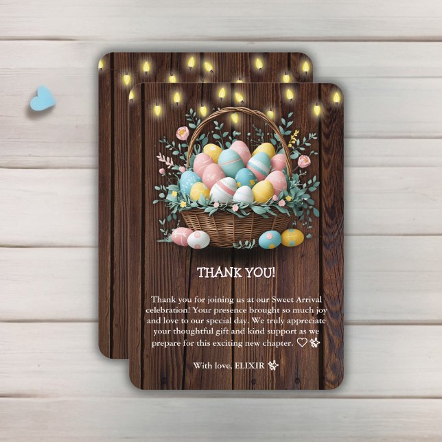 Tarjeta De Agradecimiento Baby Shower de Rustic Floral Easter Eggs (Subido por el creador)