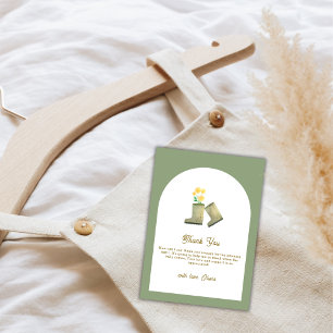 Tarjeta De Agradecimiento Baby Shower de Sage Green Boots florales de cosech