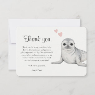 Tarjeta De Agradecimiento Baby Shower de sellado de color de agua elegante y