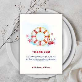Tarjeta De Agradecimiento Baby Shower de Starfish Nautical Crab